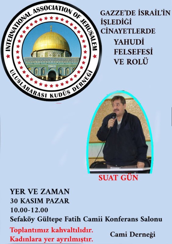 Sefaköy’de Gazze Gündemli Konferans: “Gazze’de Yaşanan İnsanlık Dramı ve Düşünsel Arka Planı” Ele Alınacak