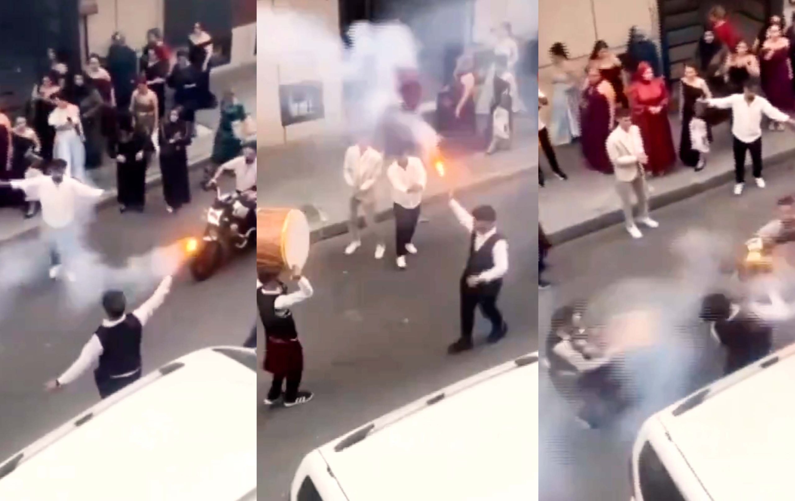 Küçükçekmece İkitelli'de düğün konvoyunda davulcuya motosiklet çarptı.